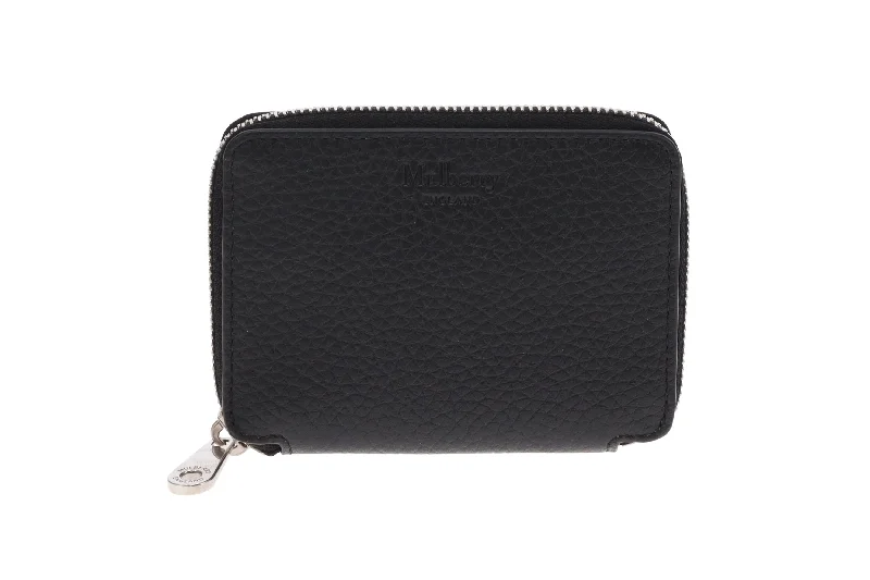 Mulberry Black Heavy Grain Zip Around Wallet