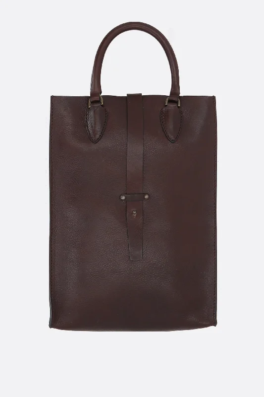 grainy leather tote bag